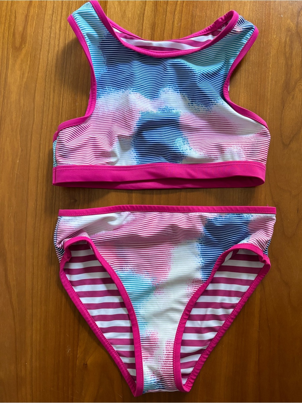 Eddie Bauer girl's reversible sports-bra style two-piece bikini swimsuit